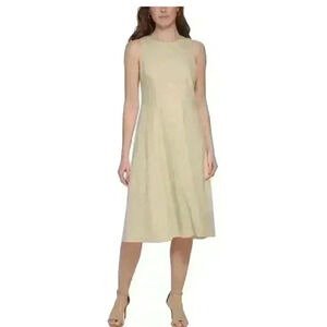 Tommy Hilfiger Sz 10 Linen Fit & Flare Dress Light Academia Preppy‎ Minimalist